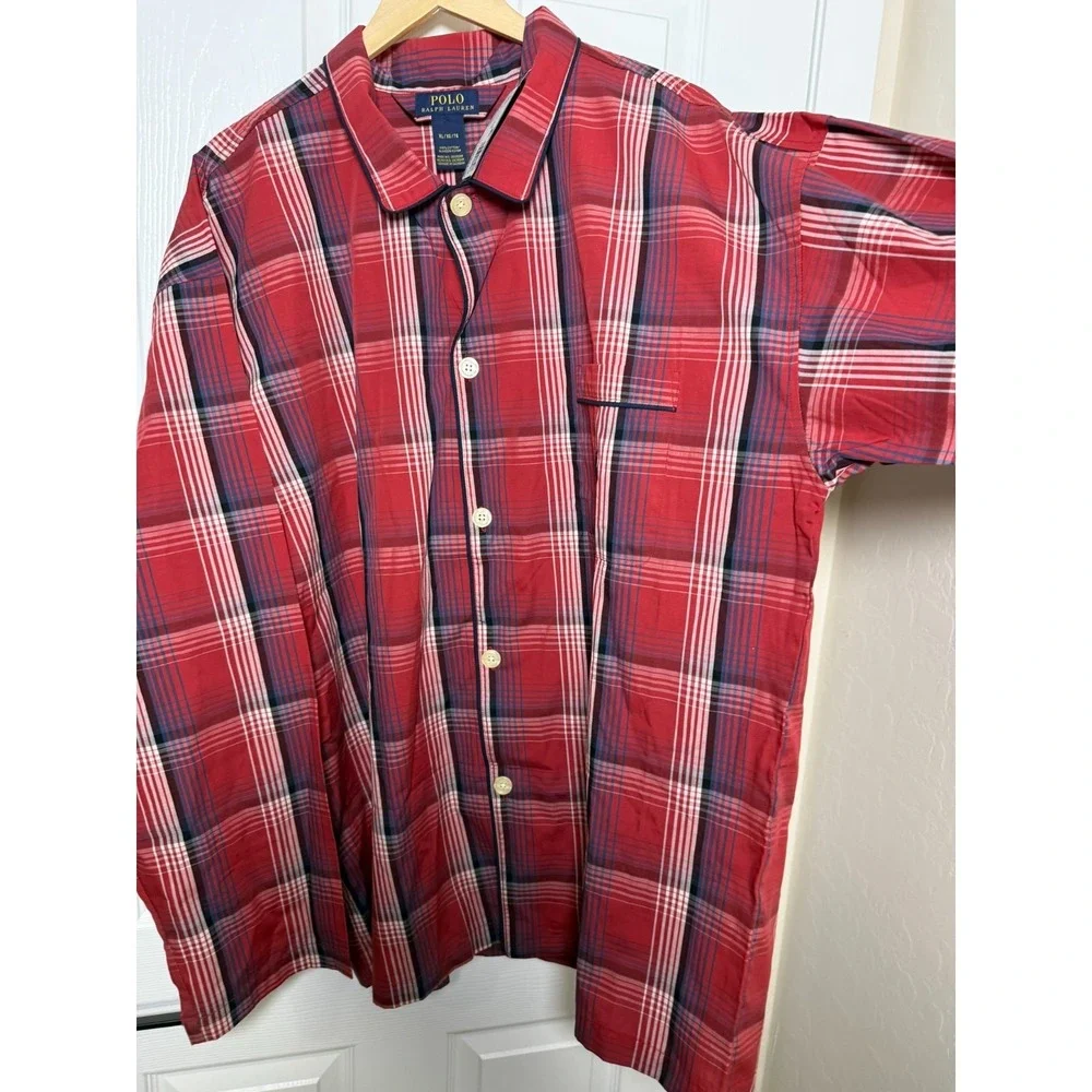 Polo Ralph Lauren Woven Pajama Shirt Red Plaid Tartan Mens XL NWT